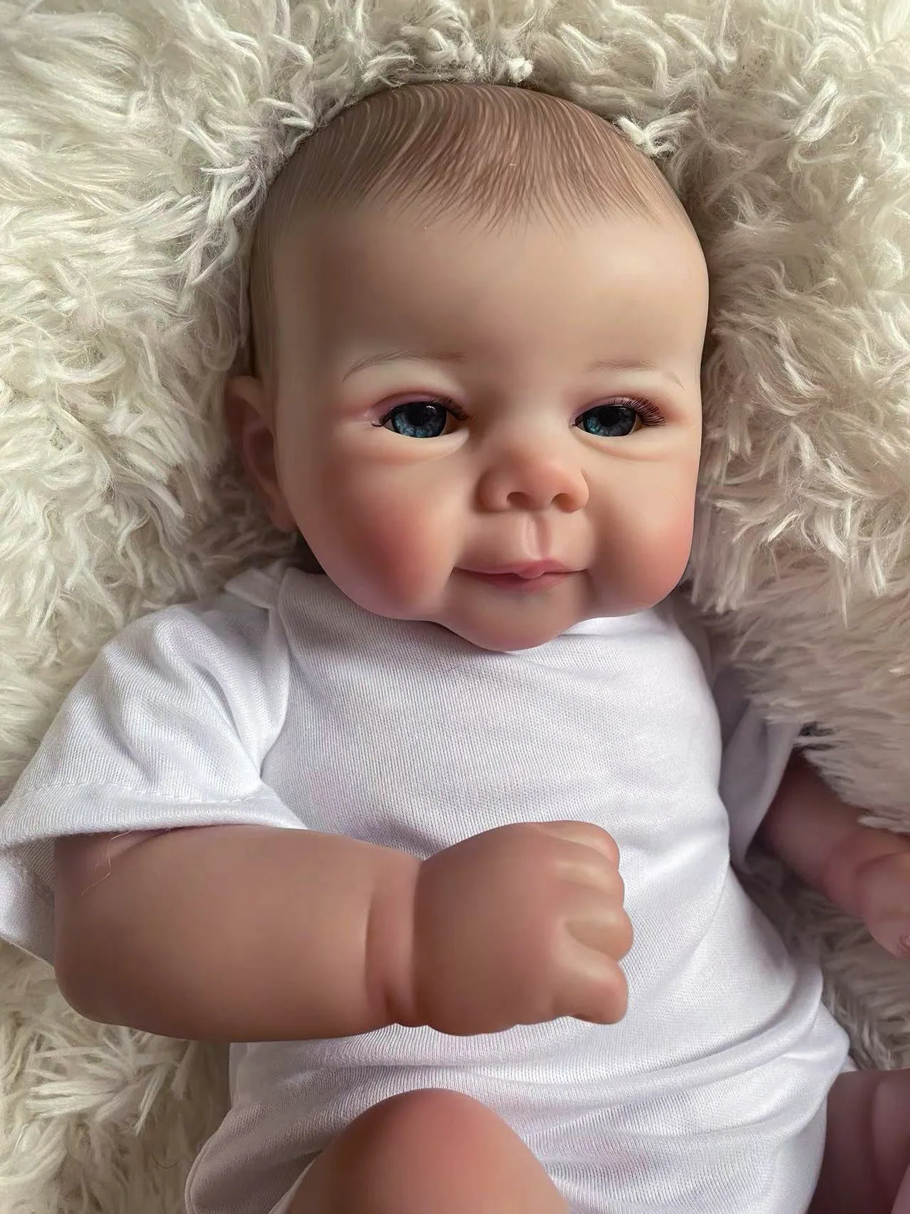 ﻿ Cuerpo de tela suave Juliette, muñeca bebé Reborn realista de 19 pulgadas, cara dulce, piel 3D Real, múltiples capas con pelo pintado a mano