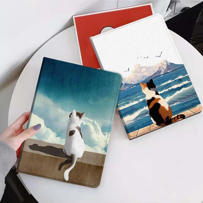

Scenery Cat Sea Gift For Xiaomi Mi Pad Mini 4 5 6 7 SE Pro Plus Redmi Pad 2 SE 2025 8.8 11 Foldable Tablet Case