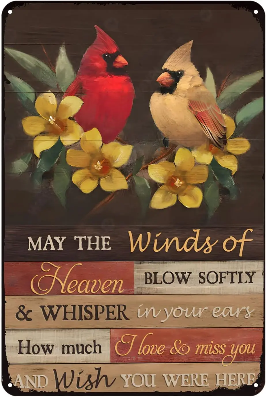 Aenaon Cardinal Bird May The Winds of Heaven Tin signage Vintage Fun Vintage decor for home bar Room Restaurant Garage Kitchen 2