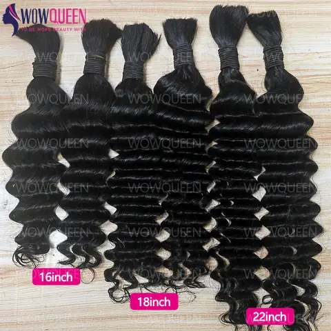 100% Human Hair Deep Wave Boho Braids Human Hair Bulk 50g/100g Braiding Hair Weave Extensions Brazilian Curly Hair for Braiding