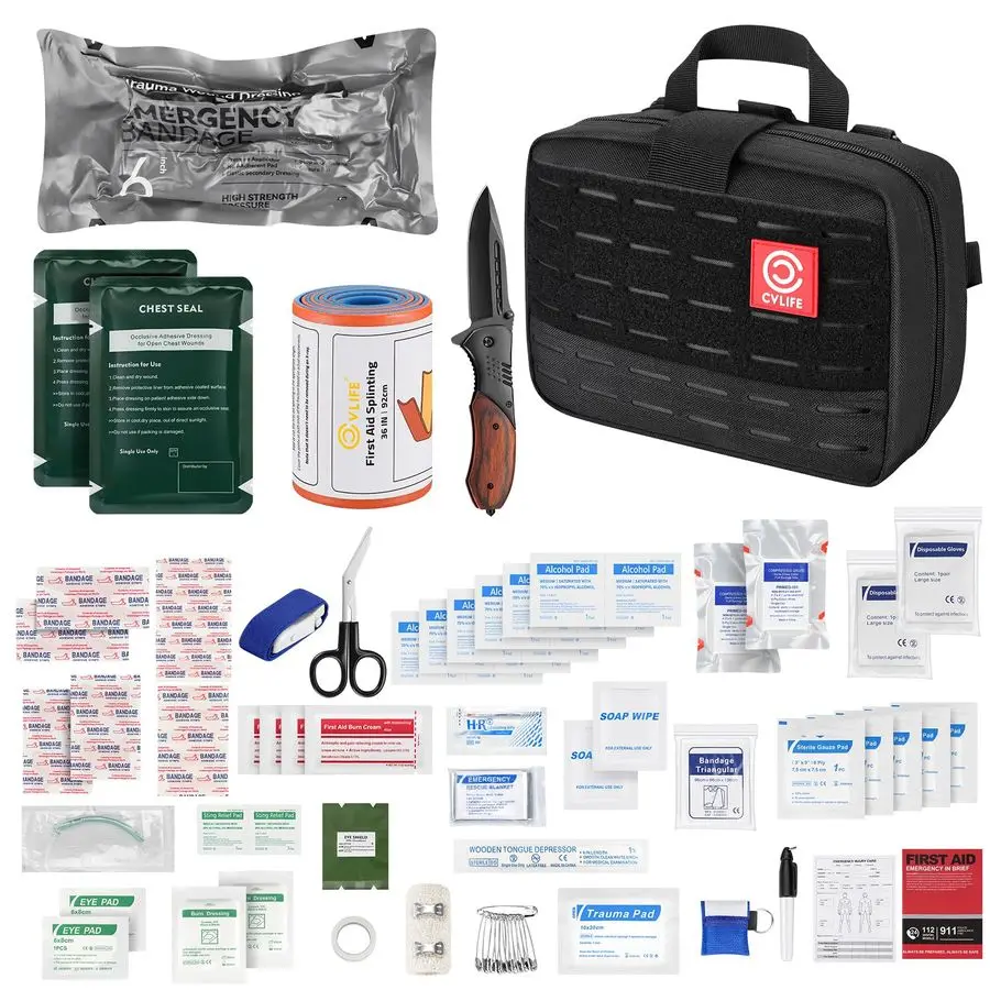 

First Aid Kit Survival Emergency Kit IFAK Trauma Kit with MOLLE Pouch, Comprehensive Trauma Care Ideal for Car, Camping, Hiking,