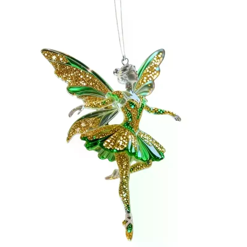 Sparkling 2D Acrylic Pendants Ballerina Simulation Christmas Tree Hangings Car Rearview Mirror Charm Decoration Ornaments