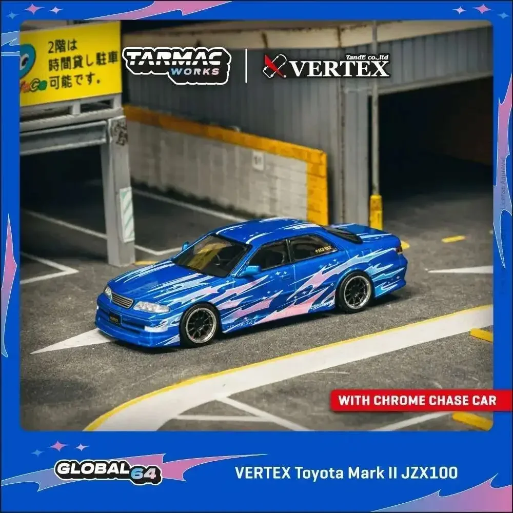 

PreSale TW 1:64 VERTEX Toyota Mark II JZX100 Blue Metallic Diecast Car Model Collection Toys Tarmac Works