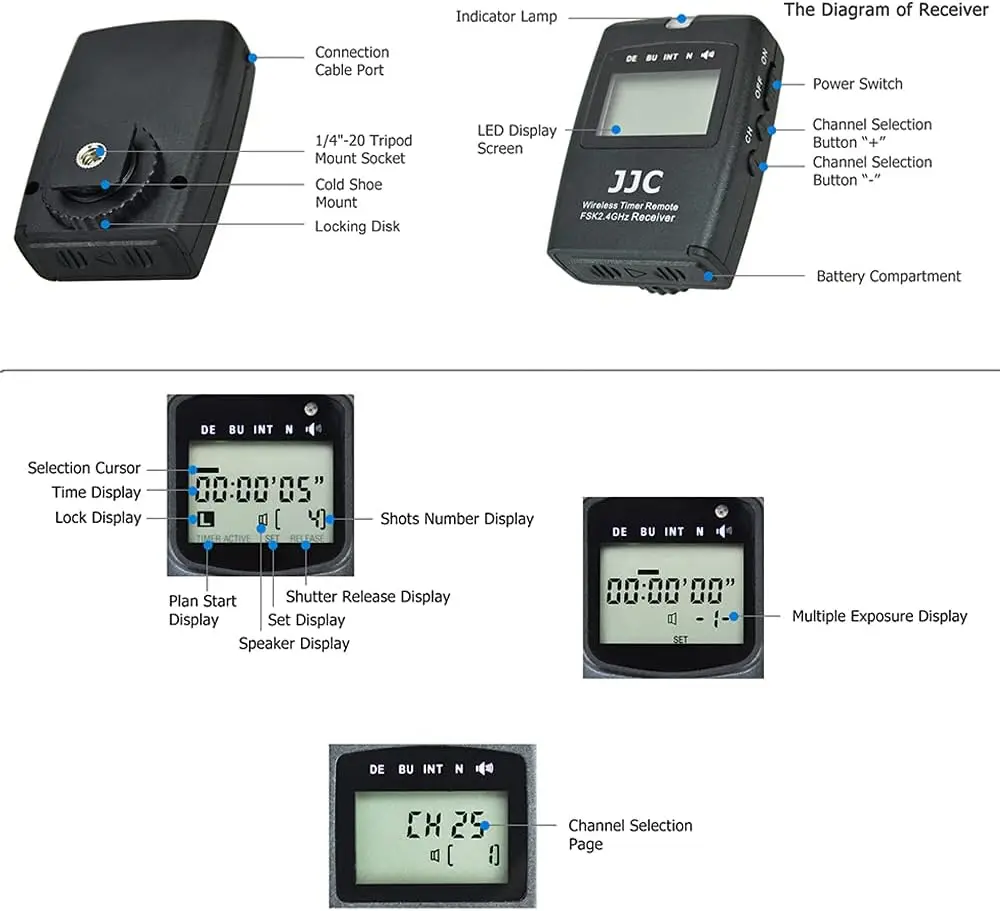 JJC RR-100 Wireless Remote Control For Fujifilm X100VI X-T4 X-T3 X-T1 X-Pro2 X-H1 X100V X-E2 X-T30 X-T20 X-T100 GFX100 GFX50S