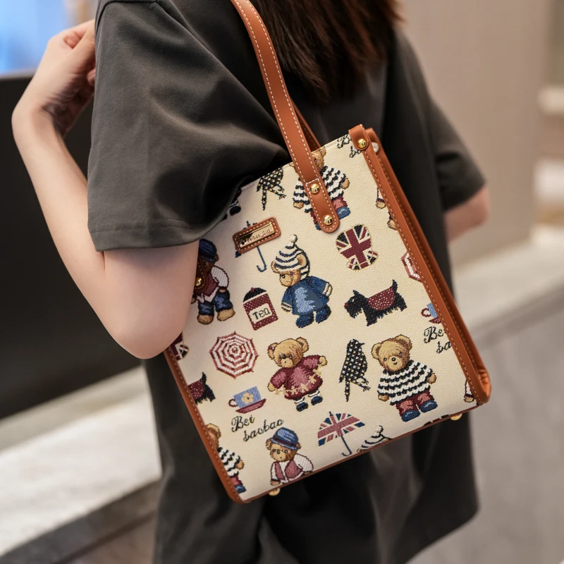 

BeiBaoBao women's shoulder bag,fashion printed handbag for women,casual and versatile Large-capacity commuting bag women purse