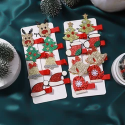 8pcs Christmas Hair Clip Set Girls Kids Christmas Decor Supplies New Year Party Decorations Baby Hair Accessories Wholesale Gift