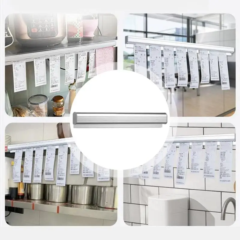 Ticket Holder Strip Kitchen Wall Mounted Slide Check Rack No Drilling Receipt Holder For Working Places Metal Bill Rack Rail For