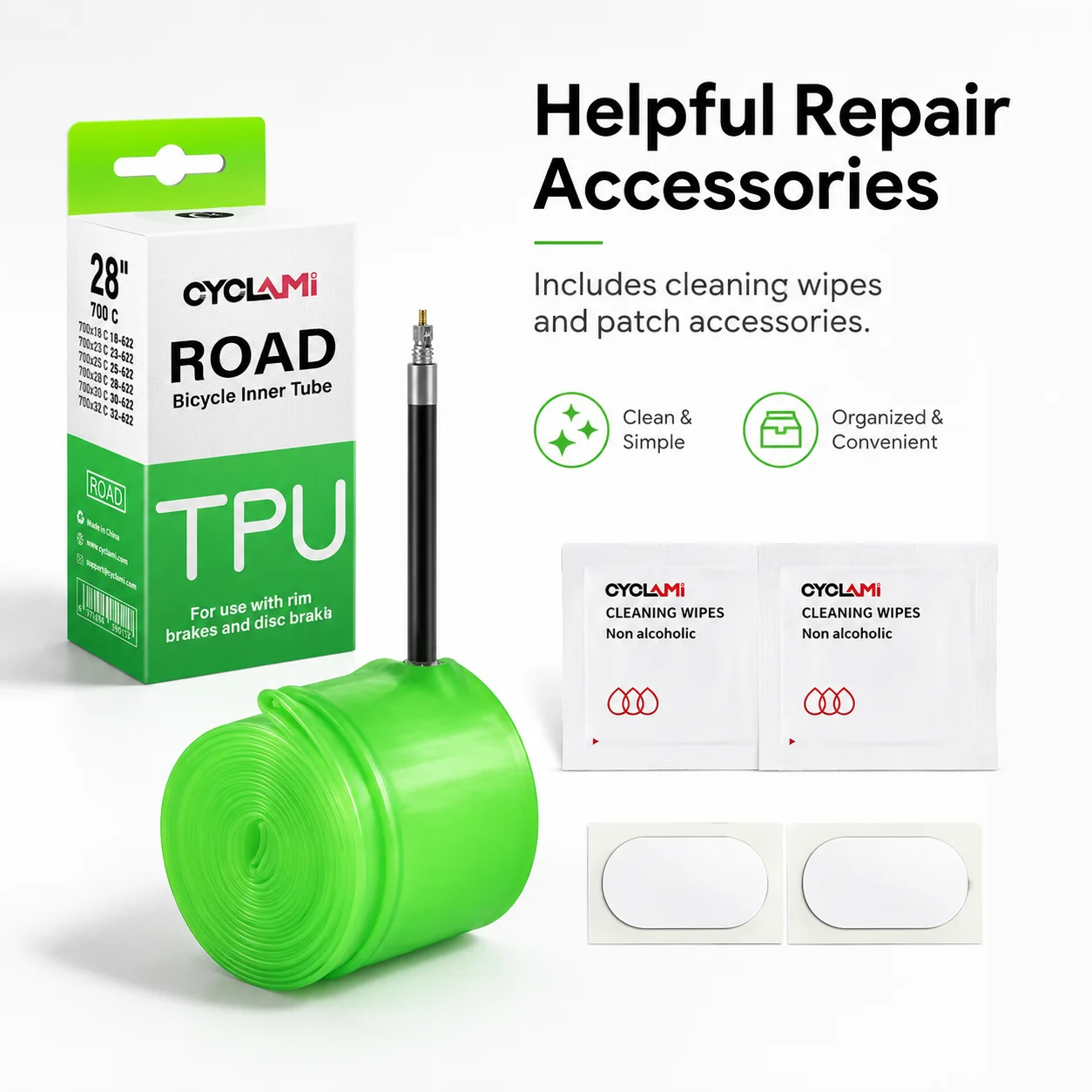 CYCLAMI 30g Ultralight TPU Bicycle Inner Tube 700C 18-32C Road MTB Tire French Valve 45 65 85mm Length Cycling Spare Tube view 5
