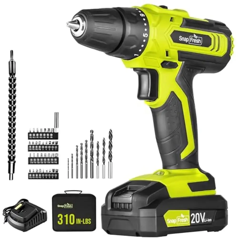 

20V Cordless Drill Set with 21 Torque Settings and 43 Drill Bits Lightweight and Powerful 1/2" Impact Drill Kit with Battery and