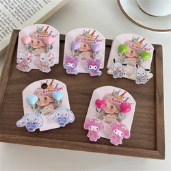 Sanrio Anime Cute Hello Kitty Kuromi Melody Cartoon Silver Needle Earrings Cinnamonroll Student Girl Earrings Dress Up
