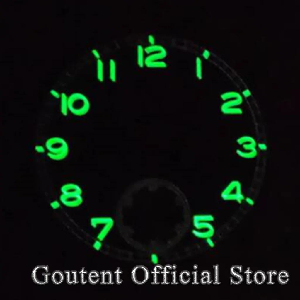 Goutent 37mm Green Luminous Sterile Black White Blue Watch Dial Fit ETA 6498 ST36 movement Watch Parts