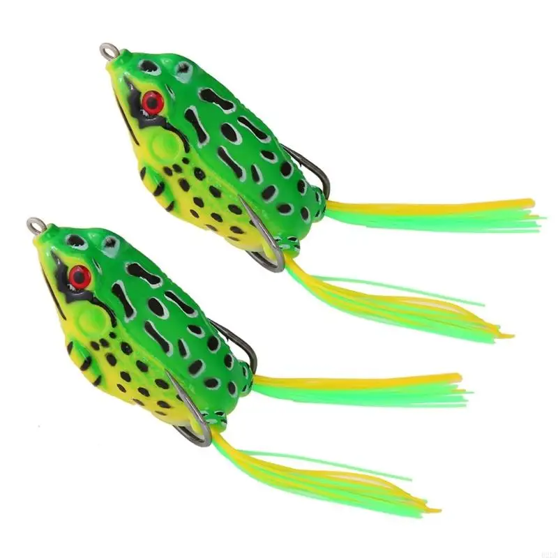  2Pcs Frogs Lures Soft Tube Baits Simulated Frogs Fishing Lures with Fishing Hook
