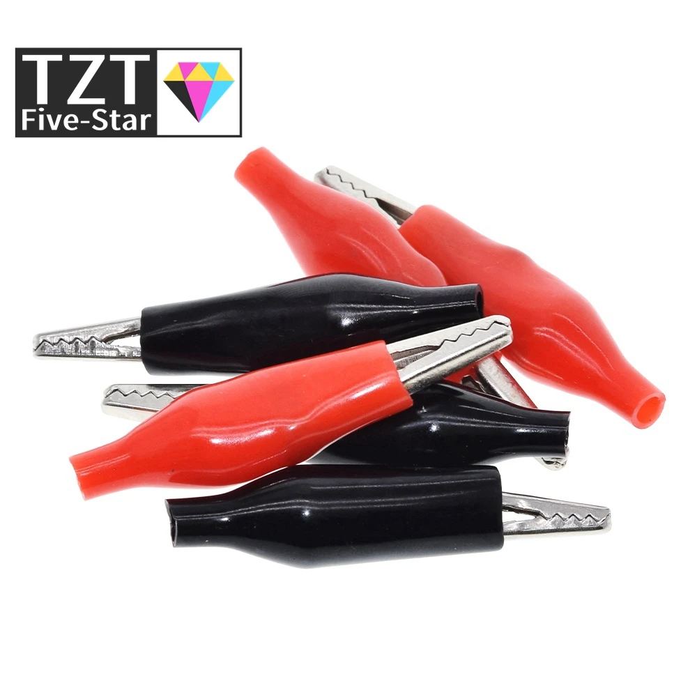 10/30PCS 28MM Metal Alligator Clip G98 Crocodile Electrical Clamp for Testing Probe Meter Black and Red with Plastic Boot Rated