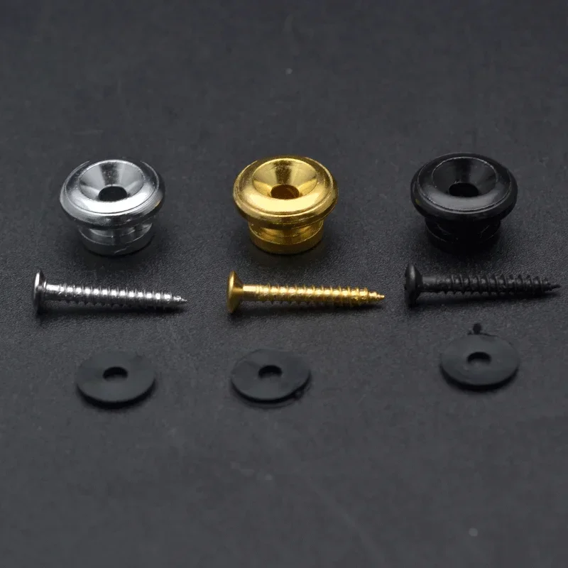 50/100pcs Mushroom Head Guitar Strap Buttons Locks Black Metal with Mounting Screws for Guitar Black/Gold/Chrome