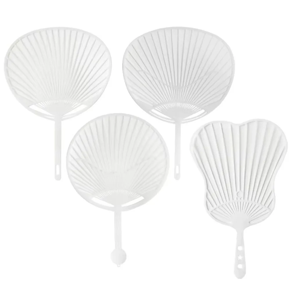 New White Hand-held Fan Framework Plastic Fan Making Crafts Hand Fan Semi-finished Unassembled DIY Concert Cheer Fan DIY Project