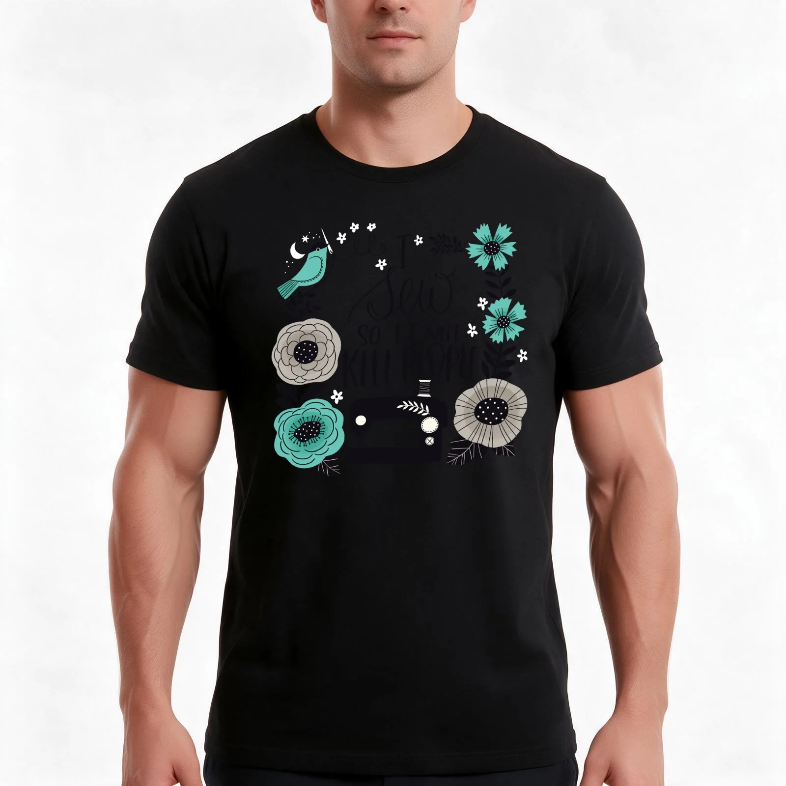 I Sew so I Don't Kill People T-Shirt Summer Casual Cotton Tee Oversized Streetwear Tops Vintage Graphic Print 100% Cotton