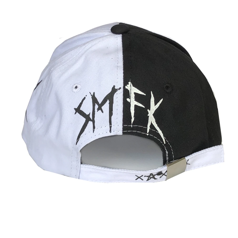 New Black and White Graffiti Baseball Cap Color-Blocking Personality Men and Women Iron Ring Tide Hip-Hop Peaked Hat