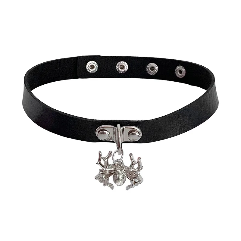 Rock and roll Simple Fashionable Gothic Night club Punk Individuality Spider Choker Cortex Rivet Pendant Neckchain