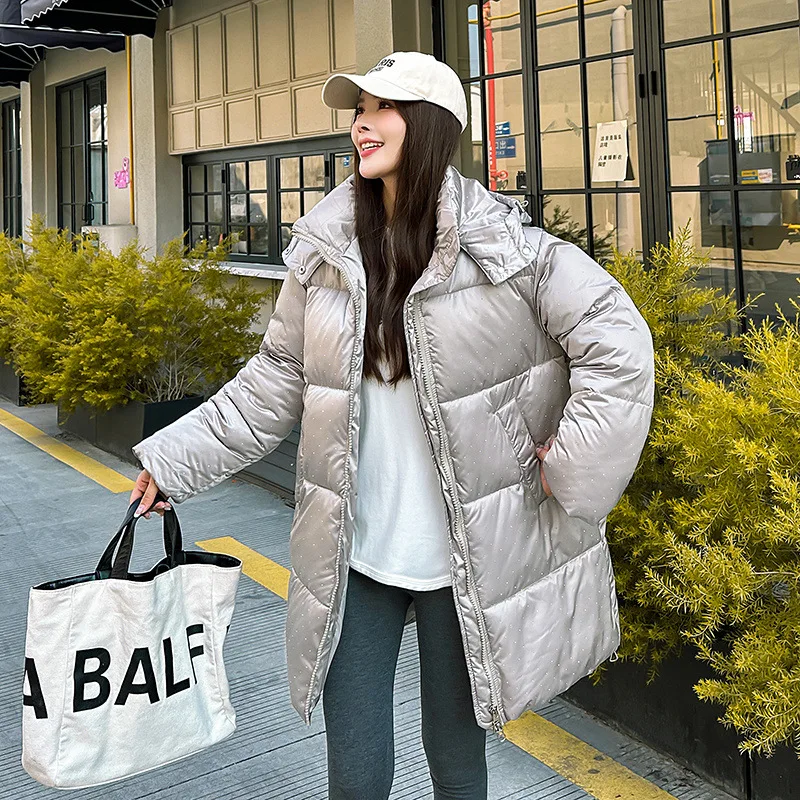 Winter Women Hooded Zipper Wave Spot Cotton Jackets Female Ladies New Winter Thick Warm Parkas Women Fashion Long Down Coats