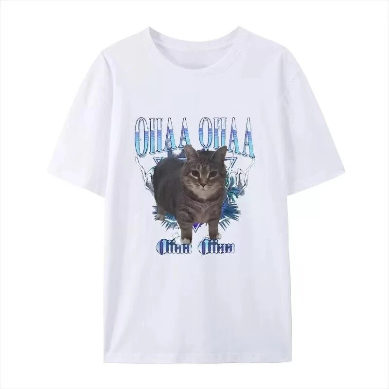 Street Trend OIIAA OIIAA Rotating Cat Terrier Casual T-Shirt Men's and Women's Luxury Brand Top