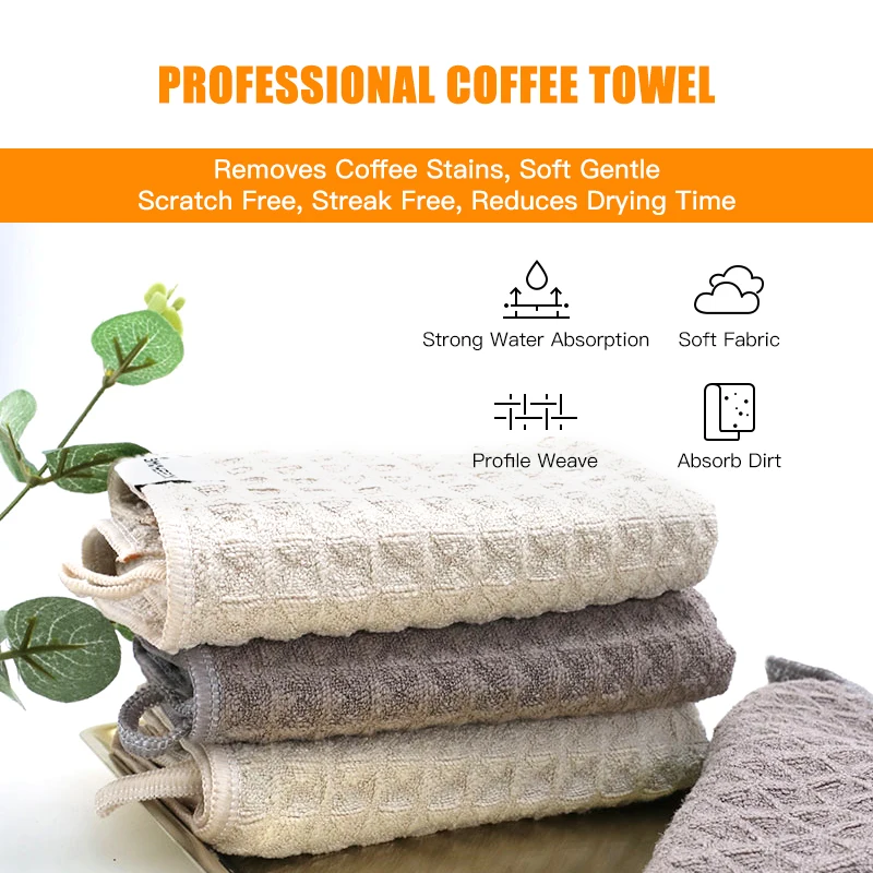 Coffee Bar Cleaning Towel Super Absorbent Espresso Microfiber Clean Cloths Professional Home Barista Tools Kitchen Accessories