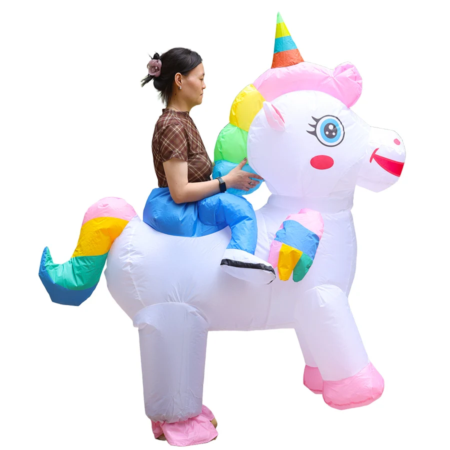 Aufblasbare Pegasus-Kostüme für Erwachsene, Weißes Einhorn-Reitkostüm, Lustiges Aufblasbares Tierkostüm, Maskottchen für Karneval, Aufblasbares Halbkörperkostüm