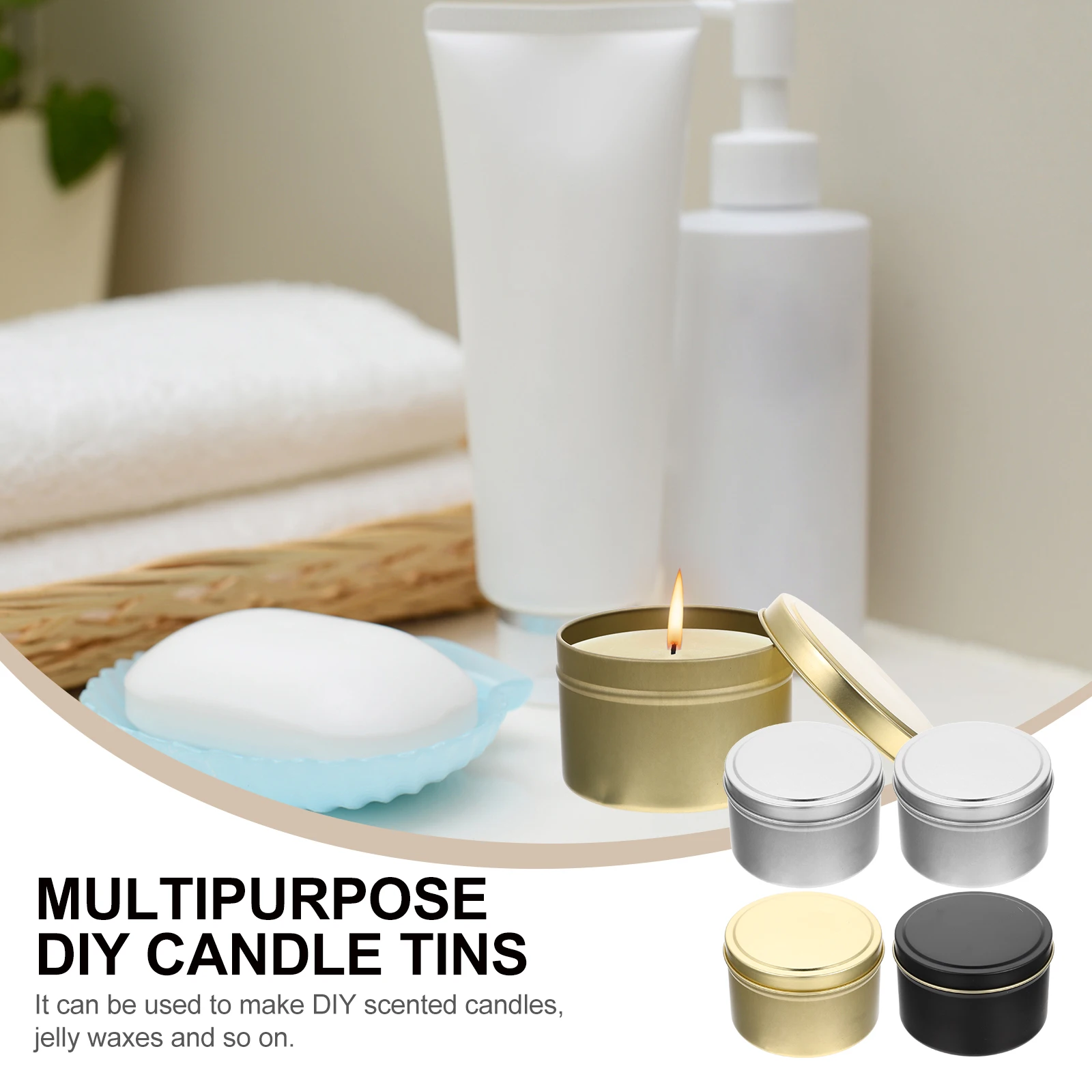 

4pcs Round Fragrance Tin Making Storage Jars Black Aromatherapy Holder Empty Tinplate Containers Craft Lightweight