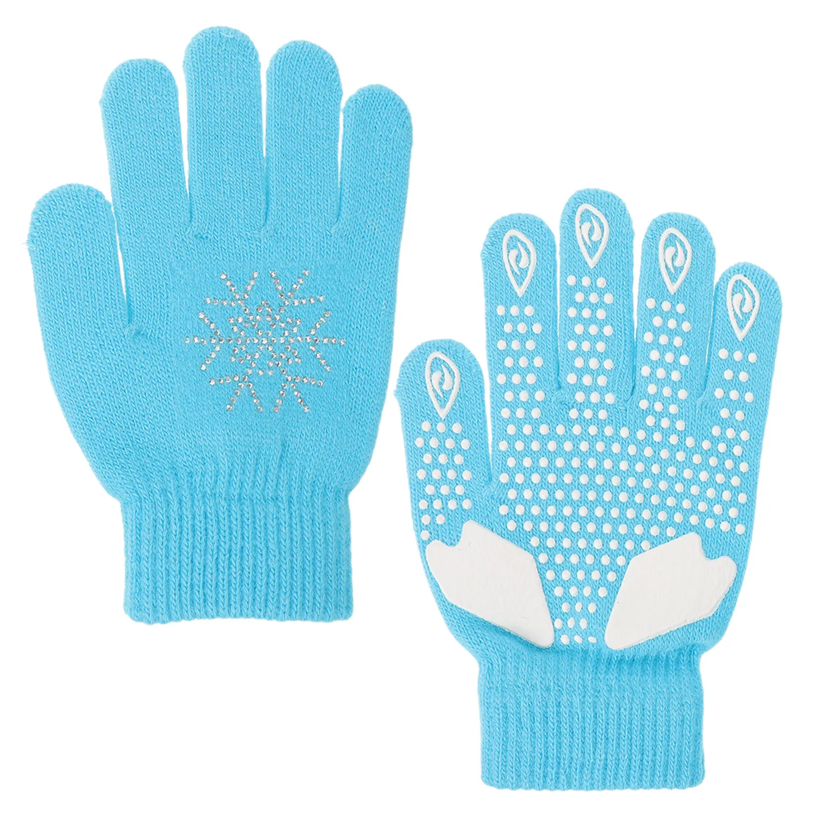 

1 пара перчаток для фигурного катания для женщин, вязаные варежки для катания на коньках с утолщенной ладонью, высокой эластичностью, быстросохнущие, для тренировок