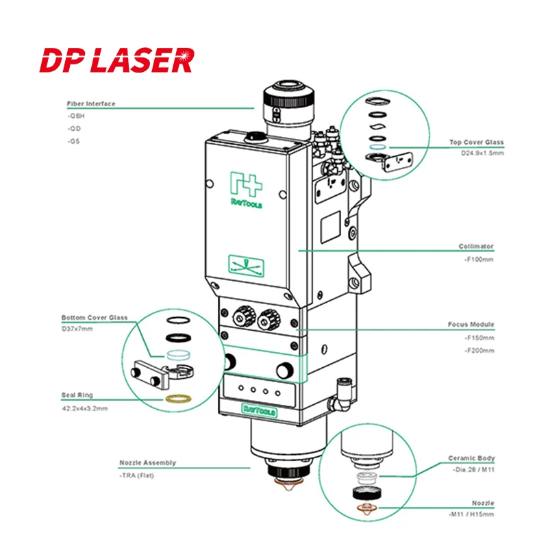 Raytools Fiber All-In-One Smart Laser Cutting Head BS08K 8000W 3D Cutting