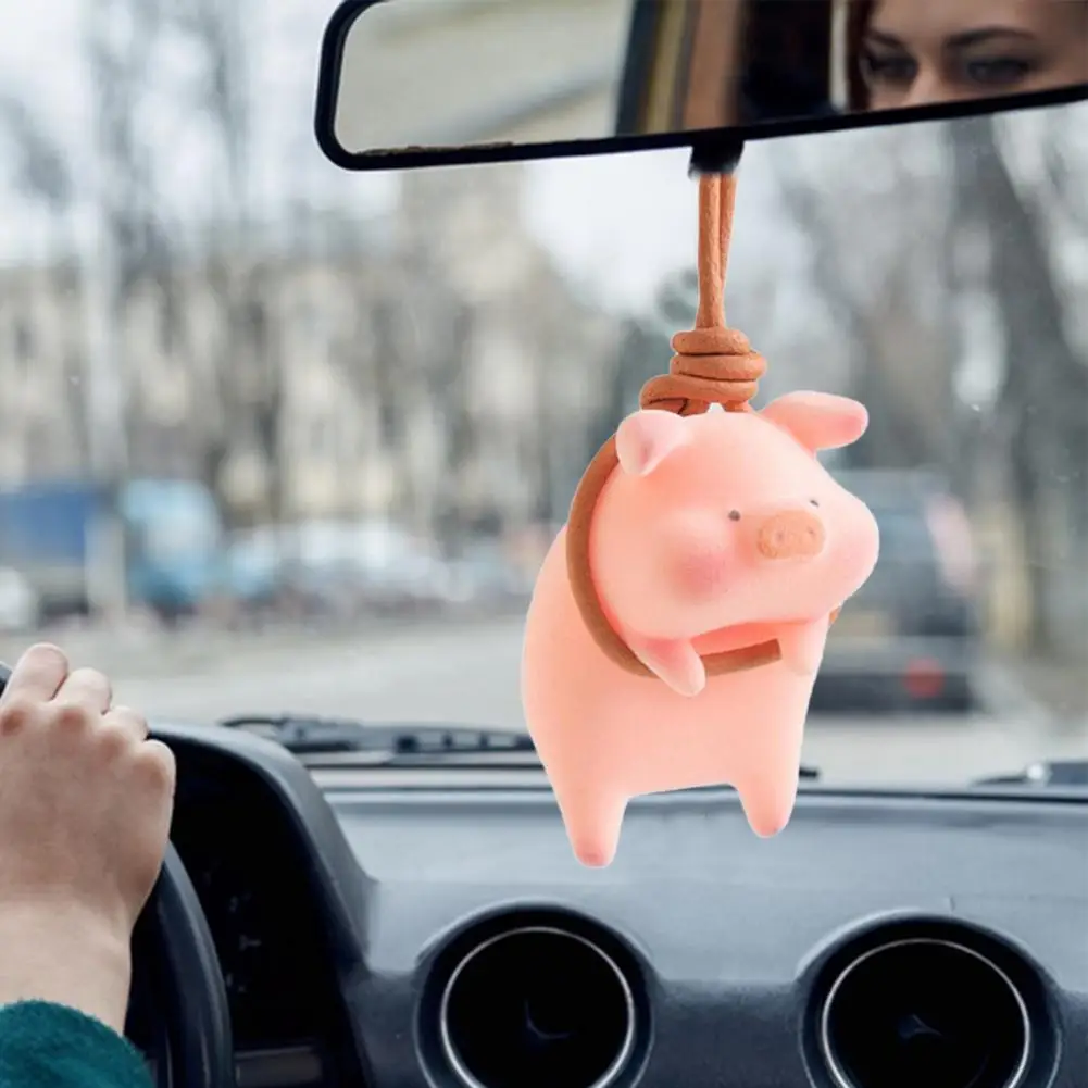 Cute Piggy Car Pendant Small Car Accessory Playful Eye-catching Car Decor 2pcs Cute Pig Rearview Mirror Hanging Pendants