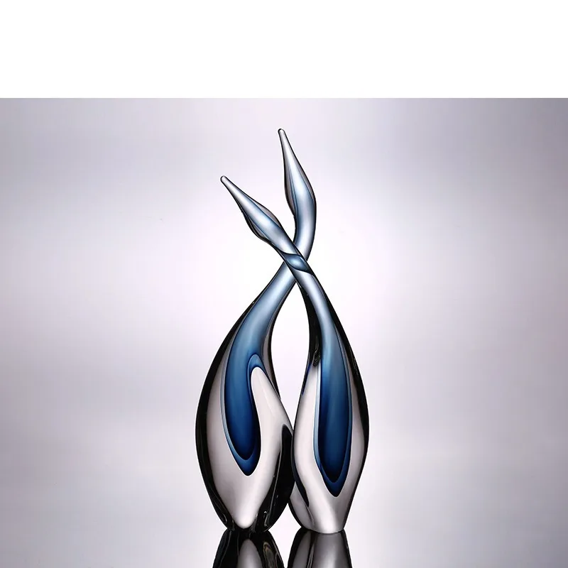 Swan's love glass artwork hotel model room living room entrance ornament