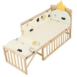 Foldable solid wood baby crib sleep with mom bed beside bed baby crib newborn baby mobile cradle splicing baby bed