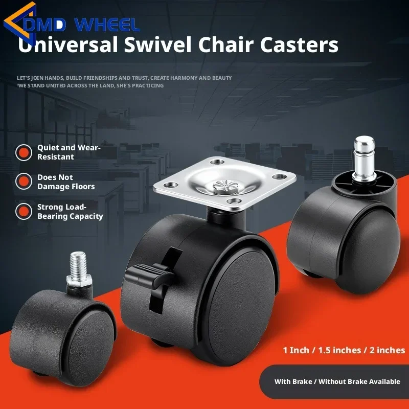 8 Pcs 1/1.5/2 Inch Screw/Circlip M8/M10 Universal Swivel Silent Wheel Furniture Table Cabinet Pulley Brake Whee Chair Caster