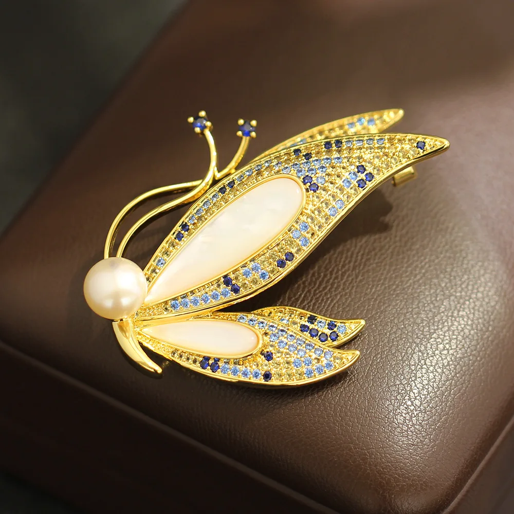 Luxury Heavy Colorful Zircon Butterfly Brooch, Versatile Insect Pin Convertible Pendant Unisex