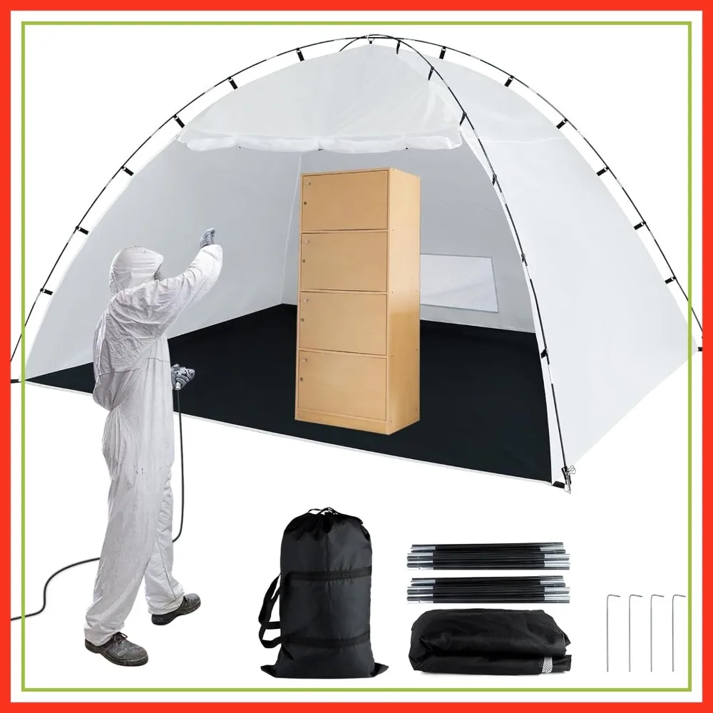 

Portable Paint Booth Tent 10x8x6.2ft with Floor, Mesh Screen & Windproof Hooks for DIY Furniture