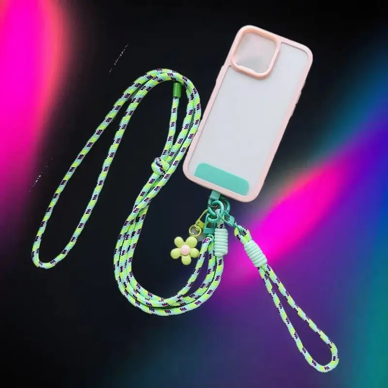 الحلو الملونة طويلة الهاتف الخليوي الحبل انفصال مكافحة خسر الهاتف الكتف الأشرطة بسيطة زهرة قلادة سحر الهاتف المحمول