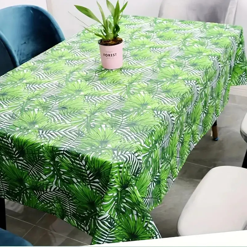 1 Hawaiian palm leaf tablecloth-vibrant tropical leaf patterns, holiday party decor, jungle hunting theme decor