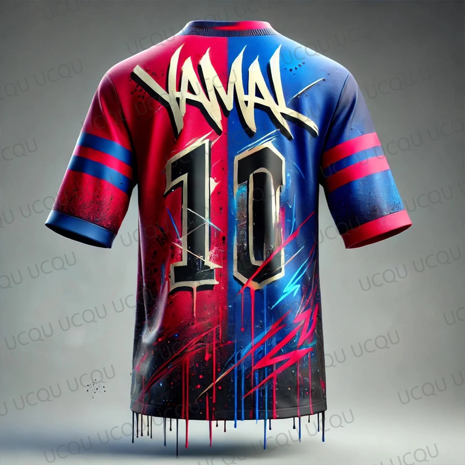 يامال 10 2025 الفاخرة AI تصميم كرة القدم جيرسي الرجال قصيرة الأكمام قميص كرة القدم الصيف التدريب ملابس رياضية طبعة خاصة مروحة #3