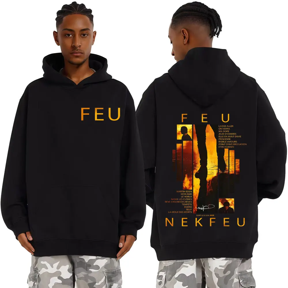 

Рэпер Nekfeu Feu Tour Альбом Толстовка с графическим рисунком Мужская одежда Повседневные толстовки большого размера Хип-хоп Винтаж Готическая толстовка Уличная одежда