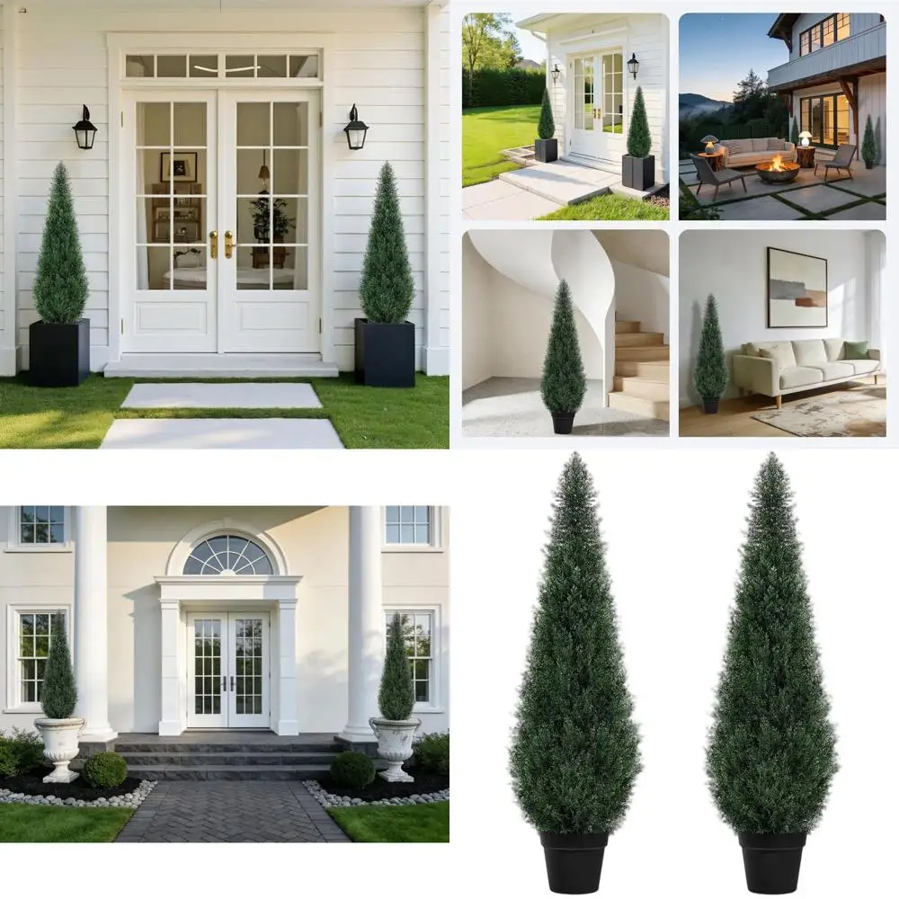 

Набор из 2 искусственных топиарных деревьев для улицы - идеально подходят для веранд, патио, террас, балконов и дворов