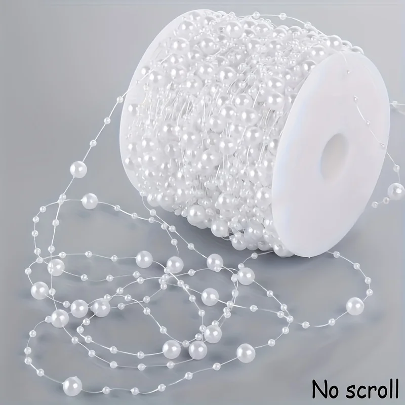 1PC White Pearl Bead Garland Roll-Ideal for Home,Wedding Decoration,Party,DIY ,Beaded Garland for Special Occasions Accessories