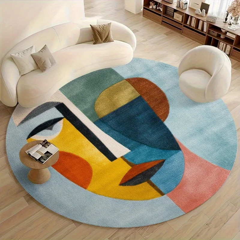 Product Round Rug,, Velvet Material, Universal for Living RoomBathroomBedroomCampingPicnicYoga, Machine Washable, Design Inspired by Isabelle Ars Minimalist Art Style, IndoorOutdoor Use Mat