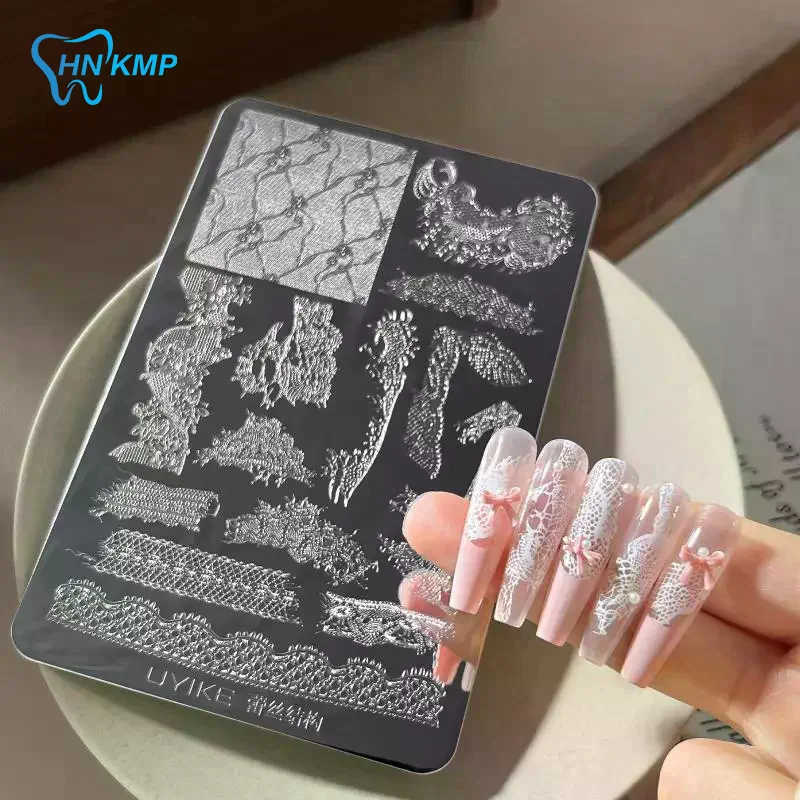 14 Styles Stainless Steel Nail Stamping Plates, Flower Lace Alphabet Nail Art Template For Nail Stamper