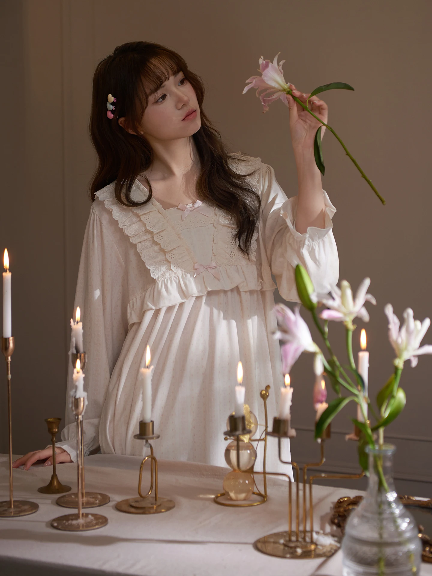 princ-sle-long-lace-spwear-spring-autumn-women's-cotton-modal-elastic-fiber-home-clothes-sweet-sle-casual-home-scene