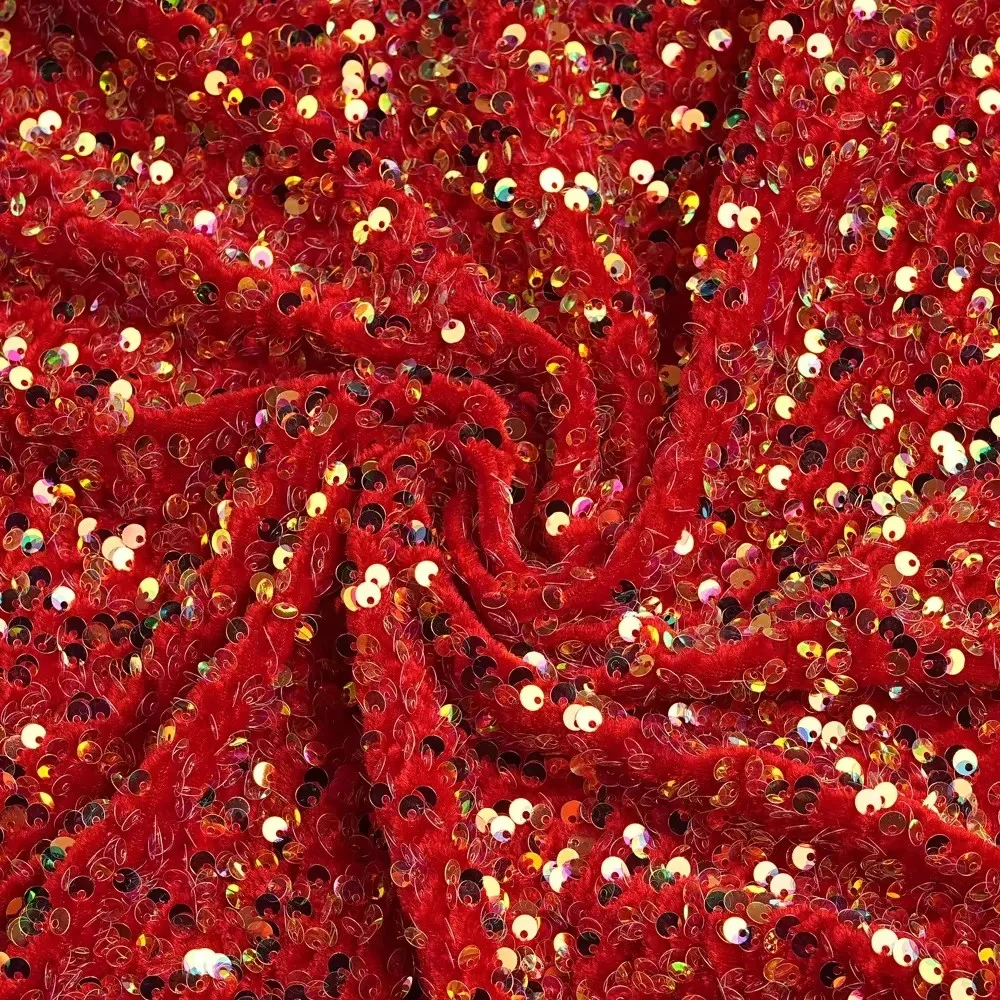 5mm Sequin Soft Velvet Fabric Sewing Material for Fashion Evening Gowns Stage Costumes DIY Decor Backdrop Designer Garments