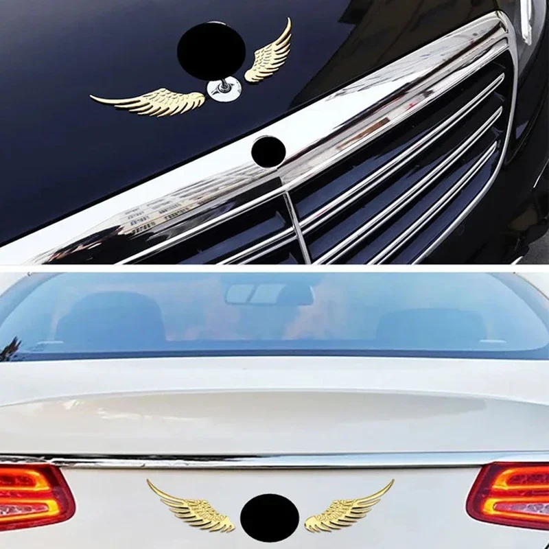 زوج واحد ملصق سيارة أجنحة ملاك ثلاثية الأبعاد من PVC ملصق إبداعي DIY إكسسوارات خارجية للسيارة أحمر/ذهبي/فضي 13*7 سم - 6