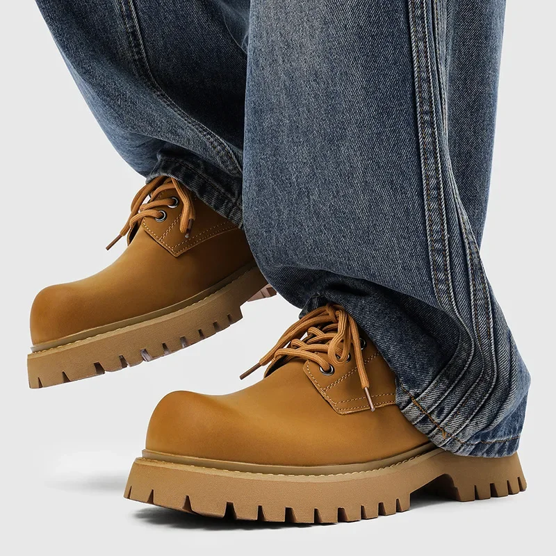 

Fashion Dress Mens Brogue Shoes Thick Sole 3cm Office Party Shoes Brand Male Footwear Black Yellow Green Big Size 45 DX755