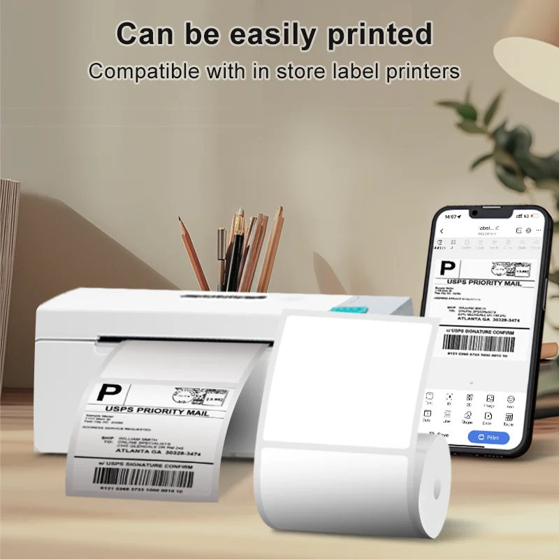 SINMARK Thermal Label Paper Available in Various Sizes 100x100mm for Express Shipping Labels Barcode Printing Stickers