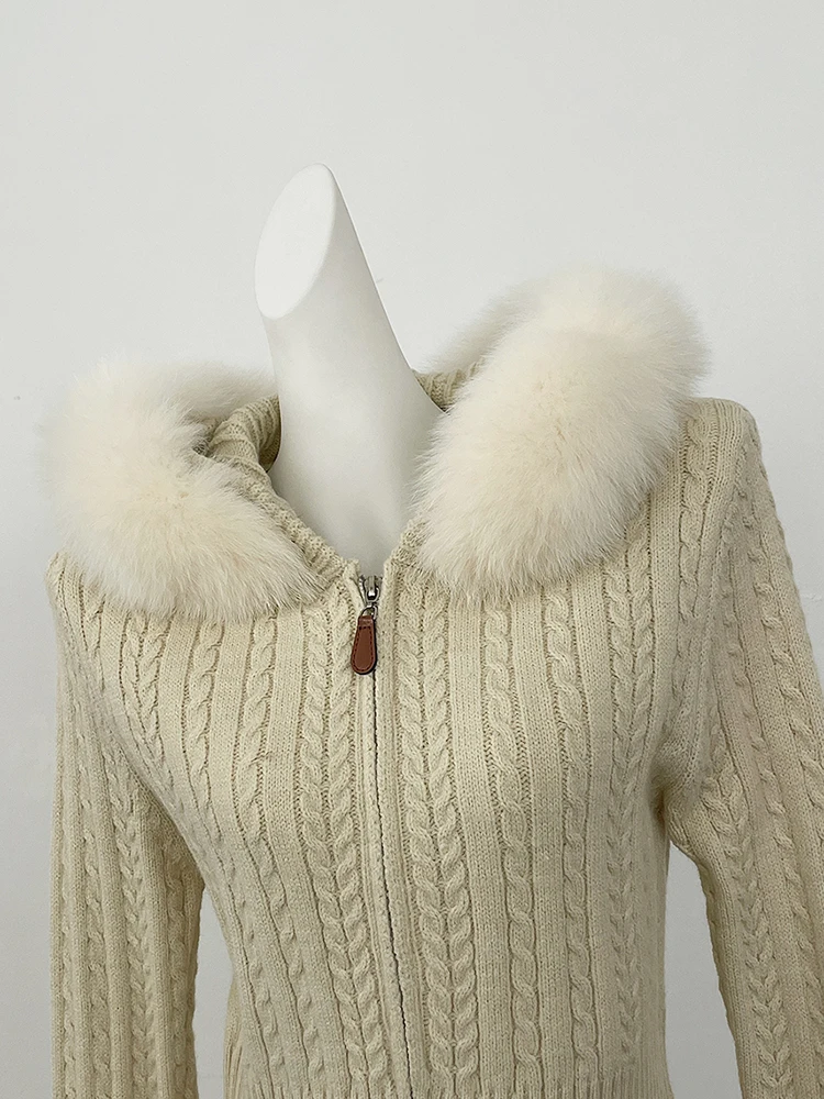 FURYOURSELF свитер со съемным меховым воротником и длинными рукавами, толстовки, пальто, новинка 2025, популярный свободный вязаный кардиган в стиле ретро, топ в стиле Харадзюку