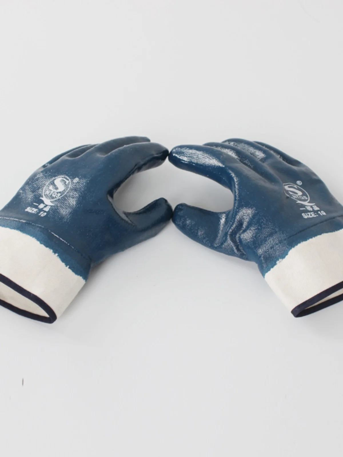 

Durable Nitrile Coated Full Hanging Gloves Thiened Welding Gloves Oil Resistant Blue Canvas Heavy Du Protective Hauit